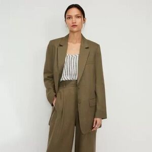 Everlane oversized relaxed linen blazer Kalamata olive green size 4